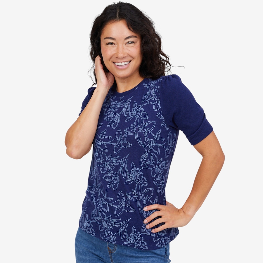Image 102057_ALTMORE3.jpg, Product 102-057 / Price $29.33, Diane Gilman Embroidered Puff Sleeve Top from DG2 by Diane Gilman on TSC.ca's Fashion department
