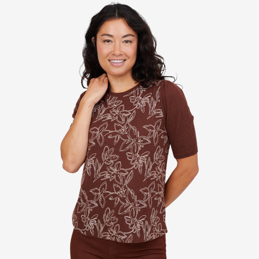 Image 102057_COC.jpg, Product 102-057 / Price $29.33, Diane Gilman Embroidered Puff Sleeve Top from DG2 by Diane Gilman on TSC.ca's Fashion department