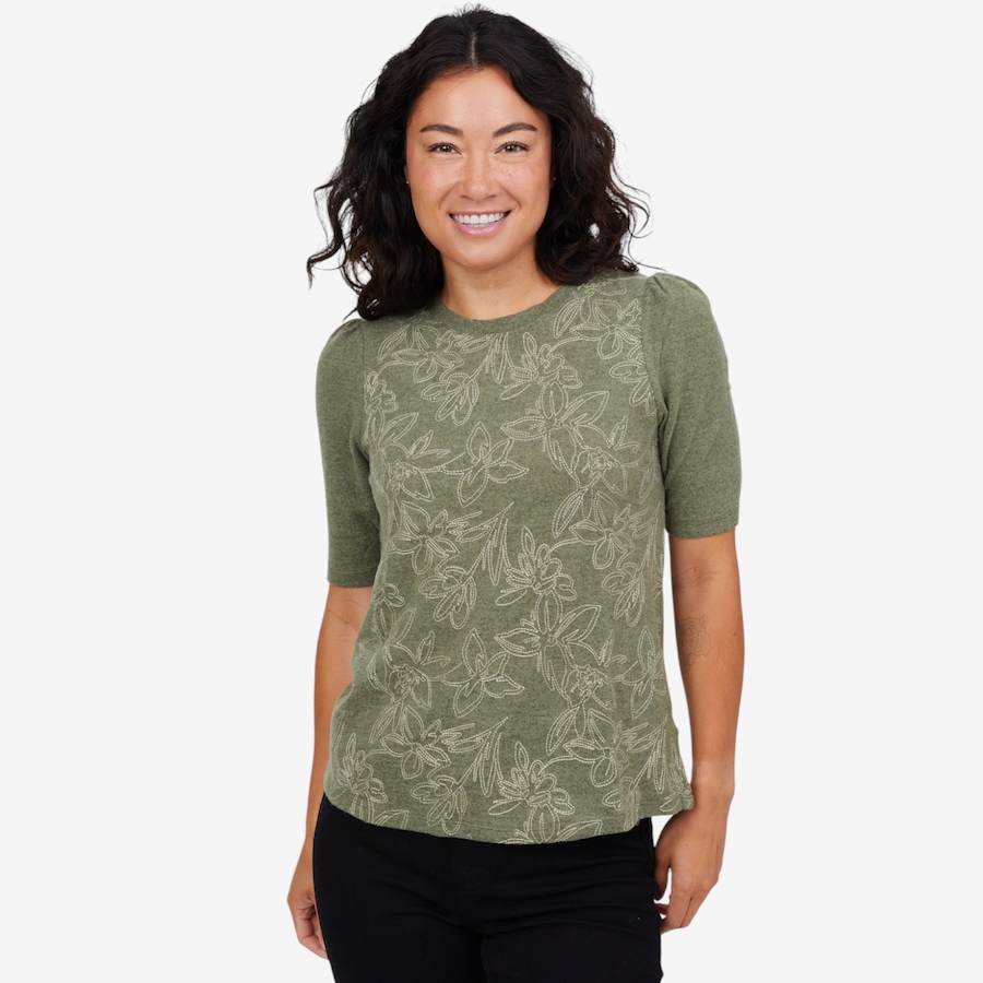 Image 102057_OLI.jpg, Product 102-057 / Price $29.33, Diane Gilman Embroidered Puff Sleeve Top from DG2 by Diane Gilman on TSC.ca's Fashion department