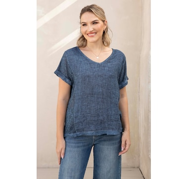 Orange Fashion Village Cold Wash Linen T-Shirt