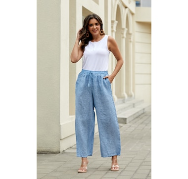 Product 102-064 / Price $84.99 , Orange Fashion Village Cold Wash Linen Pant