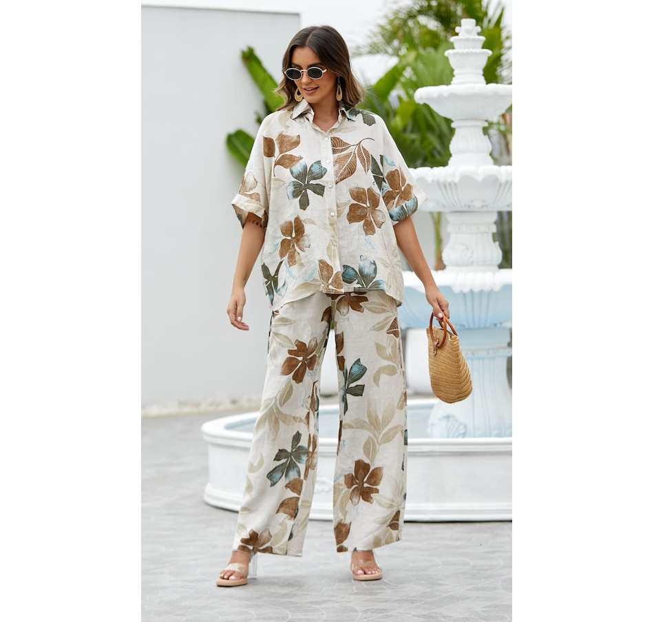 Image 102066_BGE.jpg, Product 102-066 / Price $34.33, Orange Fashion Village Pia's Linen Printed Pant from Orange Fashion Village on TSC.ca's Fashion department