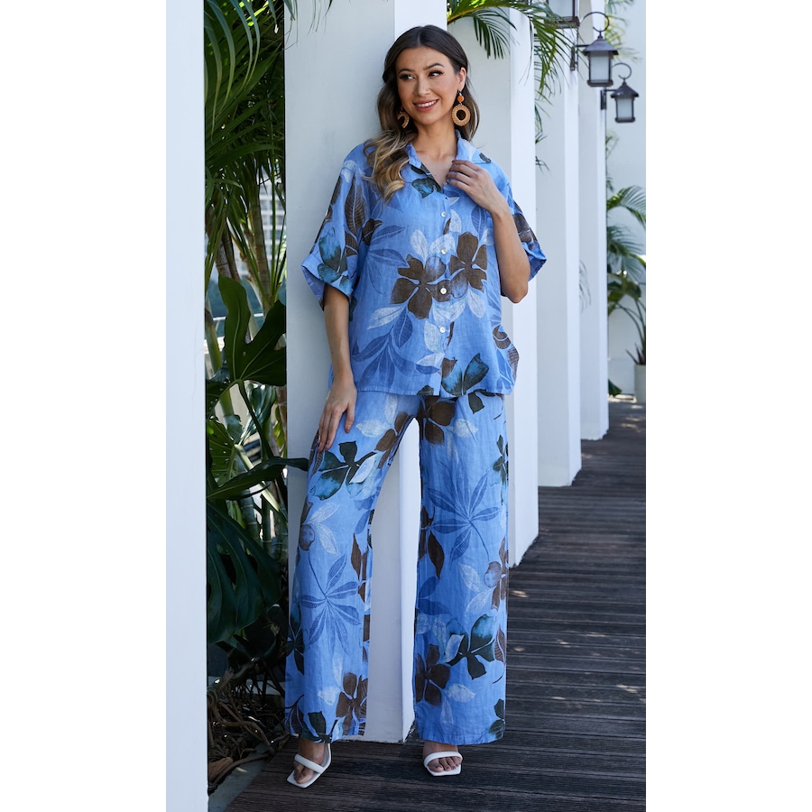 Image 102066_BLU.jpg, Product 102-066 / Price $34.33, Orange Fashion Village Pia's Linen Printed Pant from Orange Fashion Village on TSC.ca's Fashion department