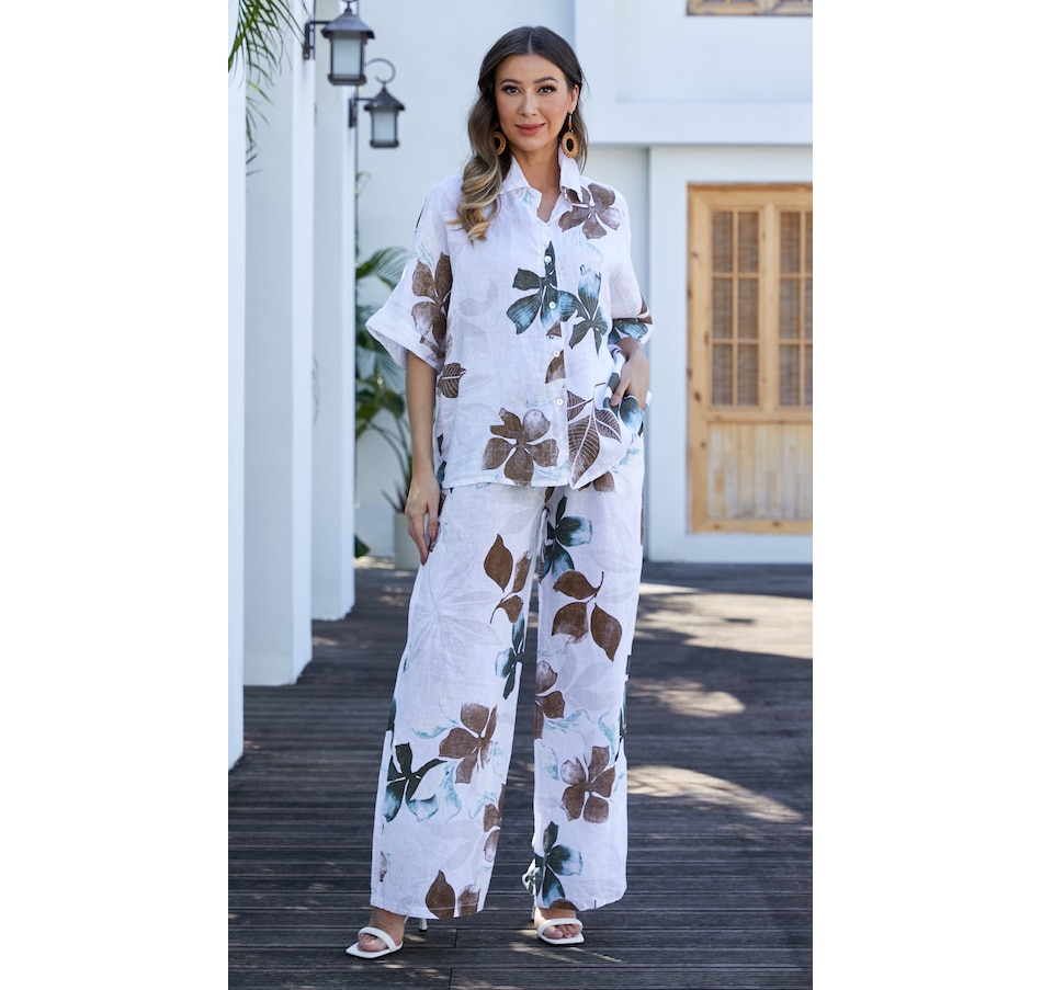 Image 102066_WHT.jpg, Product 102-066 / Price $34.33, Orange Fashion Village Pia's Linen Printed Pant from Orange Fashion Village on TSC.ca's Fashion department