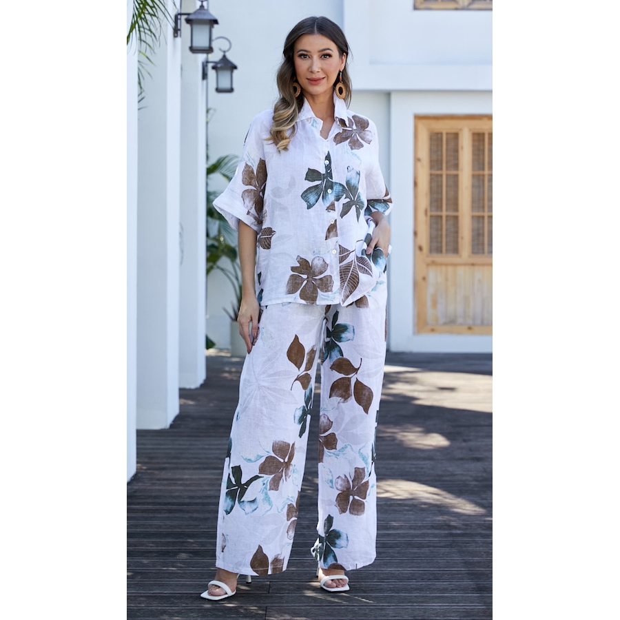 Image 102066_WHT.jpg, Product 102-066 / Price $34.33, Orange Fashion Village Pia's Linen Printed Pant from Orange Fashion Village on TSC.ca's Fashion department