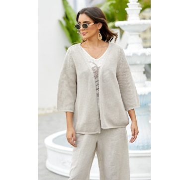 Orange Fashion Village Crochet Mesh Cardigan