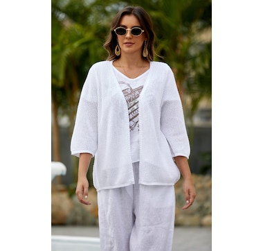 Product 102-067 / Price $59.99 , Orange Fashion Village Crochet Mesh Cardigan