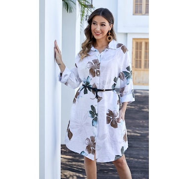 Product 102-068 / Price $139.99 , Orange Fashion Village Pia's Shirt Dress