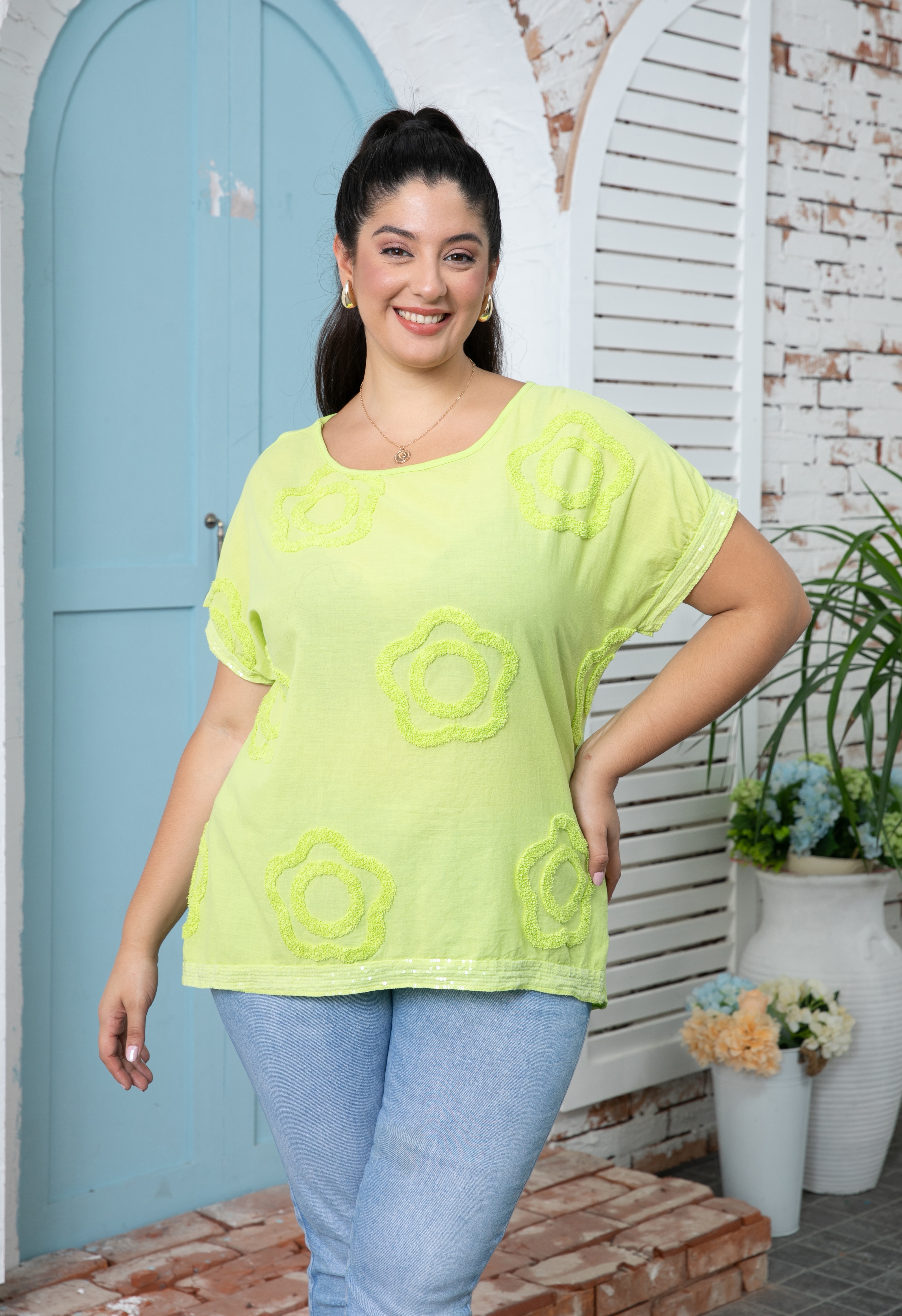 ■LMC■ FLOWER GARDEN TEE lime 0LM45STS209LME 7/22 예약발송] FLOWER GARDEN TEE lime - LMC | 엘엠씨