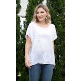 Orange Fashion Village Short Sleeve T-Shirt with Flower Detail and Sequin Trim