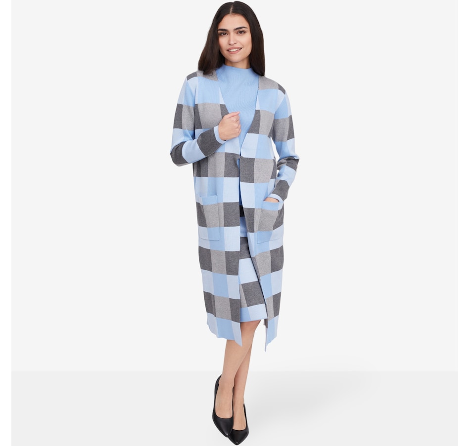 Image 102140_CLBE.jpg, Product 102-140 / Price $69.99, Nina Leonard Box Jacquard Duster with Pockets from Nina Leonard on TSC.ca's Fashion department