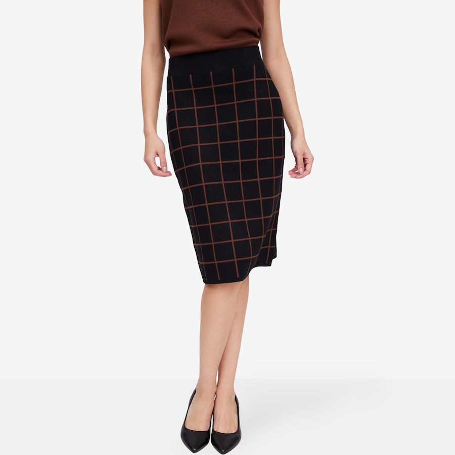 Image 102141_BLKWL.jpg, Product 102-141 / Price $39.88, Nina Leonard Box Jacquard Pencil Skirt with Elastic Waist from Nina Leonard on TSC.ca's Fashion department