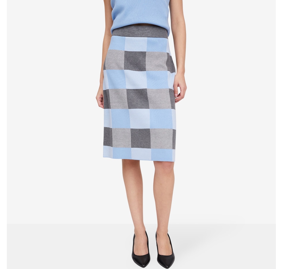 Image 102141_CLBE.jpg, Product 102-141 / Price $64.99, Nina Leonard Box Jacquard Pencil Skirt with Elastic Waist from Nina Leonard on TSC.ca's Fashion department