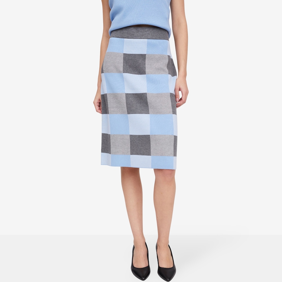Image 102141_CLBE.jpg, Product 102-141 / Price $39.88, Nina Leonard Box Jacquard Pencil Skirt with Elastic Waist from Nina Leonard on TSC.ca's Fashion department