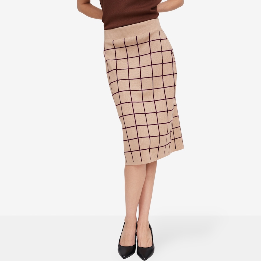 Image 102141_TANMC.jpg, Product 102-141 / Price $39.88, Nina Leonard Box Jacquard Pencil Skirt with Elastic Waist from Nina Leonard on TSC.ca's Fashion department