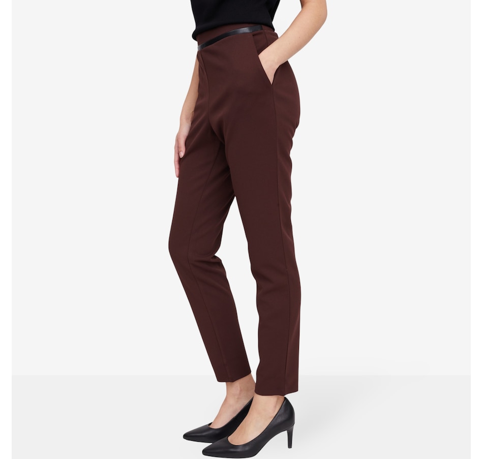 Image 102143_ALTMORE1.jpg, Product 102-143 / Price $69.99, Nina Leonard Slim Leg Pant with Faux Leather Detailing from Nina Leonard on TSC.ca's Fashion department