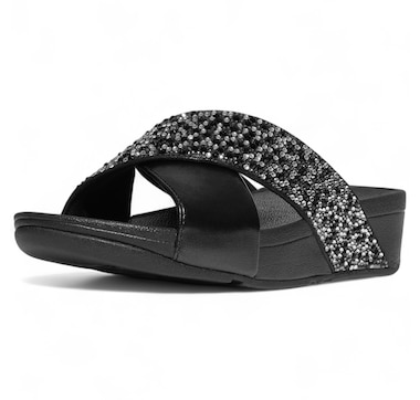 FitFlop Lulu Crystal Mix Metallic Cross Slide