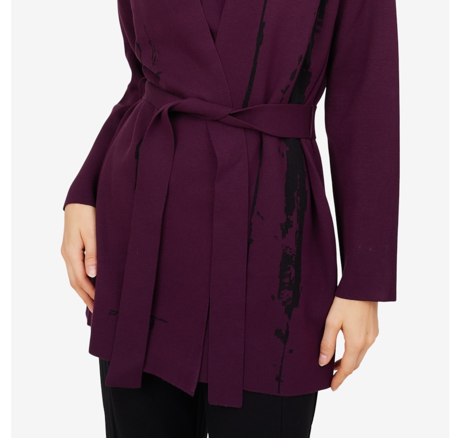 Image 102177_ALTMORE2.jpg, Product 102-177 / Price $79.88, Wynne Style Matte Shine Jacquard Belted Cardigan from Wynnelayers on TSC.ca's Fashion department