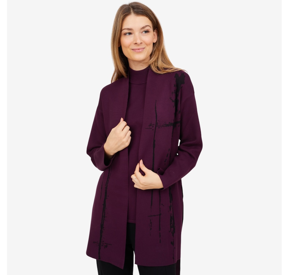 Image 102177_DEEPK.jpg, Product 102-177 / Price $79.88, Wynne Style Matte Shine Jacquard Belted Cardigan from Wynnelayers on TSC.ca's Fashion department
