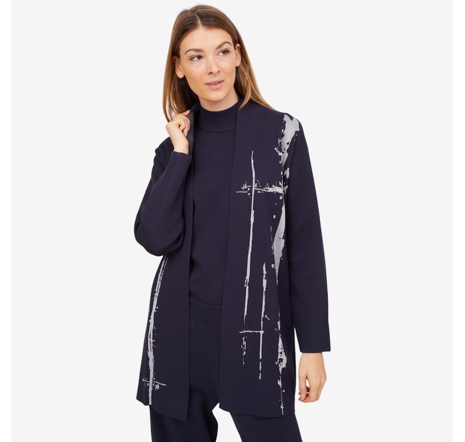 Image 102177_NYP.jpg, Product 102-177 / Price $79.88, Wynne Style Matte Shine Jacquard Belted Cardigan from Wynnelayers on TSC.ca's Fashion department