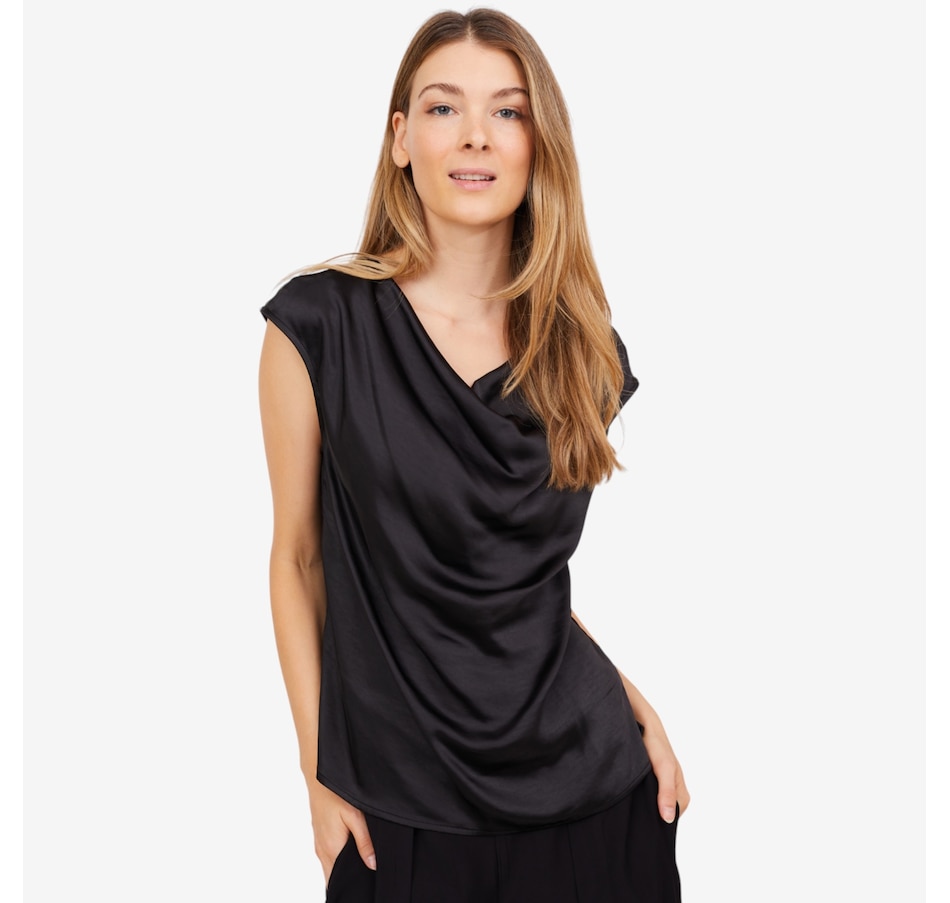 Image 102180_BLK.jpg, Product 102-180 / Price $64.88, Wynne Style Satin Drape Neck Top from Wynnelayers on TSC.ca's Fashion department