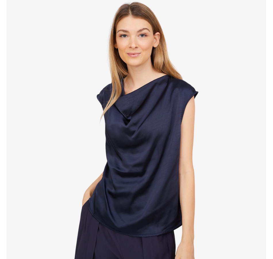 Image 102180_NVY.jpg, Product 102-180 / Price $64.88, Wynne Style Satin Drape Neck Top from Wynnelayers on TSC.ca's Fashion department