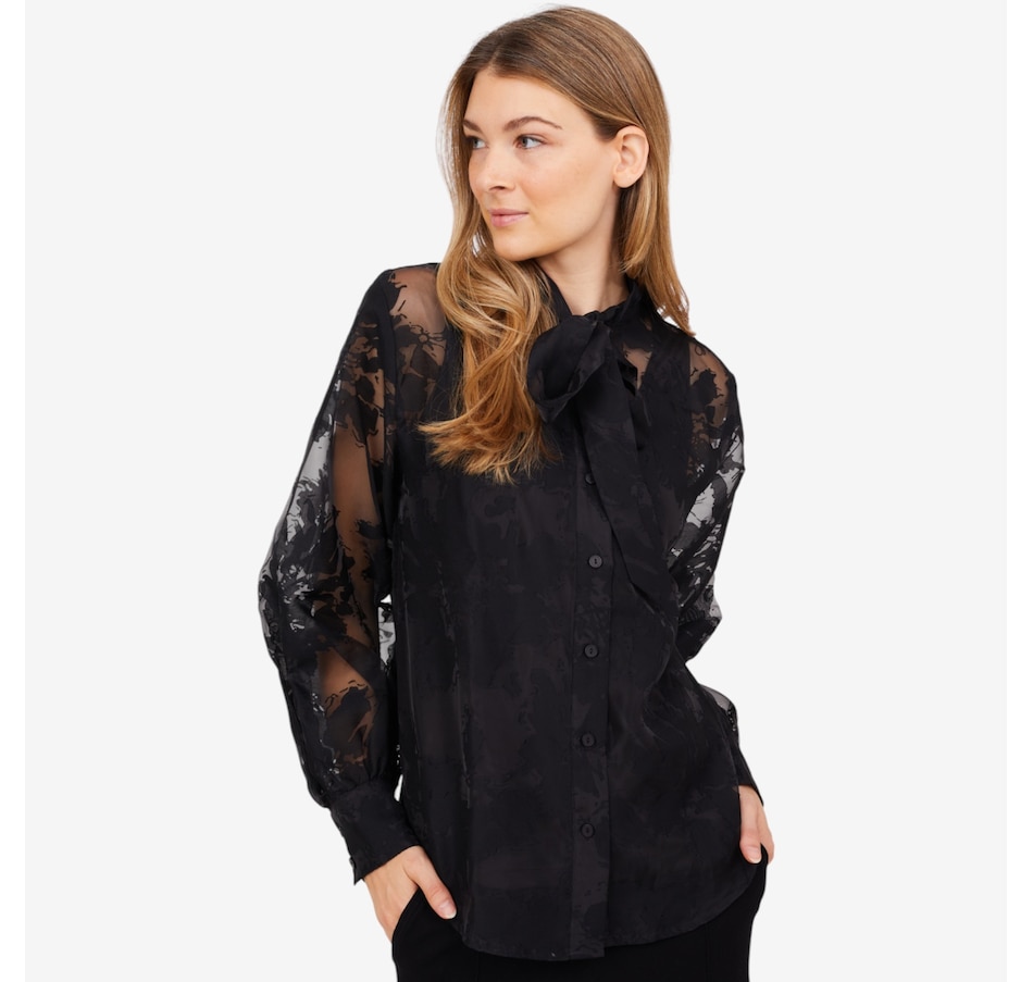 Image 102183_BLK.jpg, Product 102-183 / Price $89.88, Wynne Style Embellished Chiffon Bow Blouse from Wynnelayers on TSC.ca's Fashion department