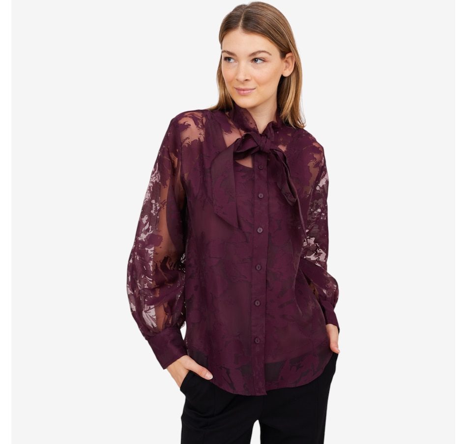 Image 102183_DPP.jpg, Product 102-183 / Price $89.88, Wynne Style Embellished Chiffon Bow Blouse from Wynnelayers on TSC.ca's Fashion department