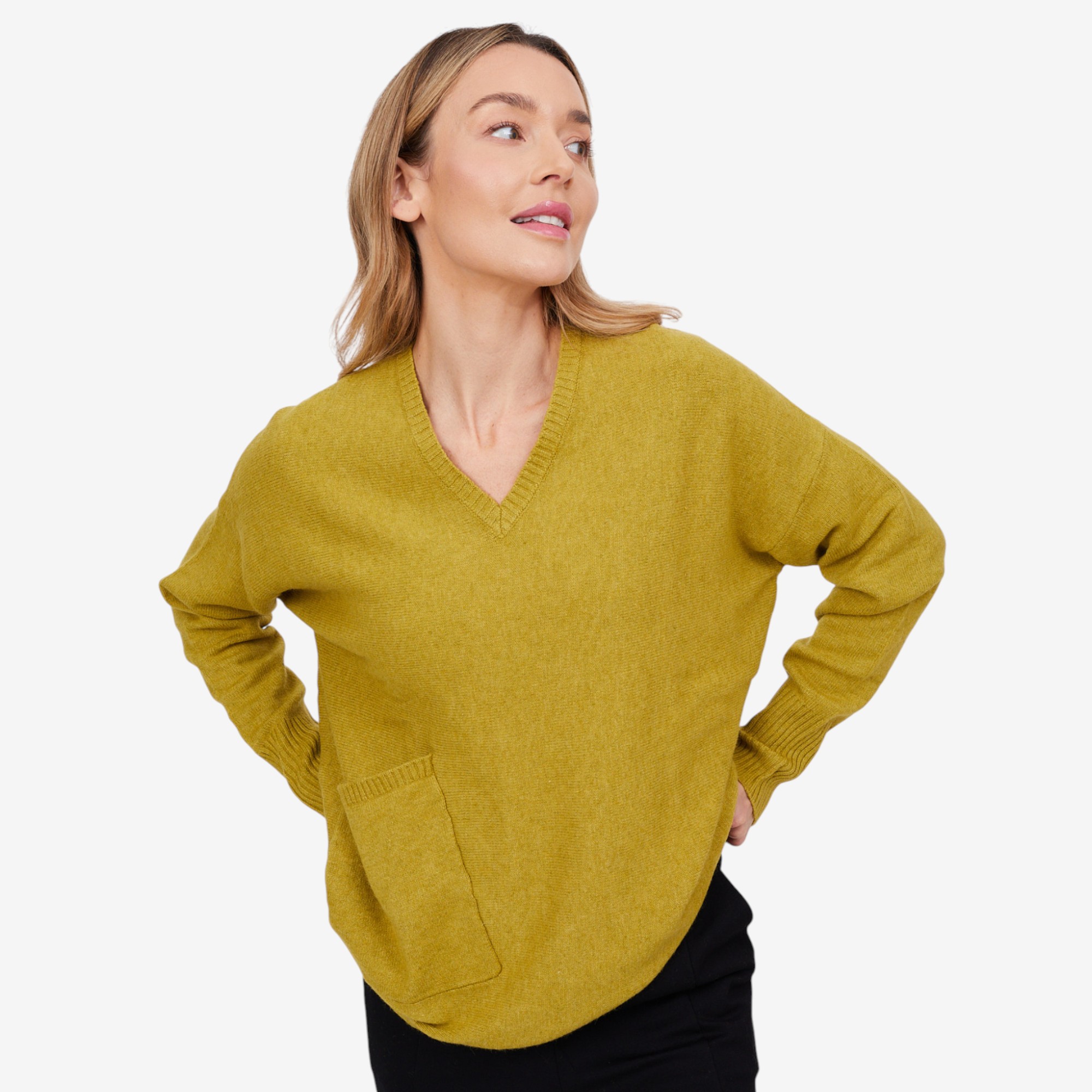 Wynne Style V Neck Sweater with Pocket - TSC.ca