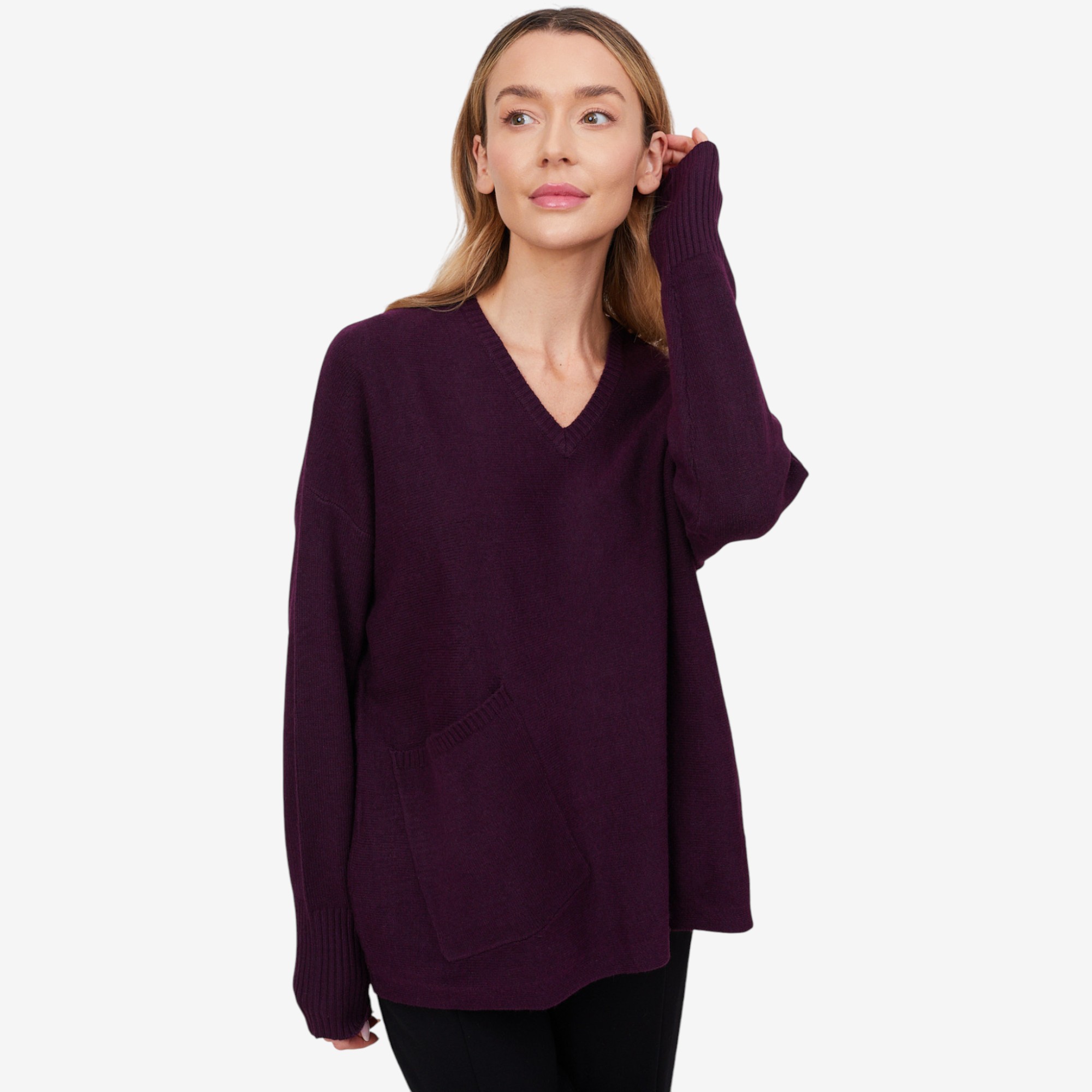 Wynne Style V Neck Sweater with Pocket - TSC.ca