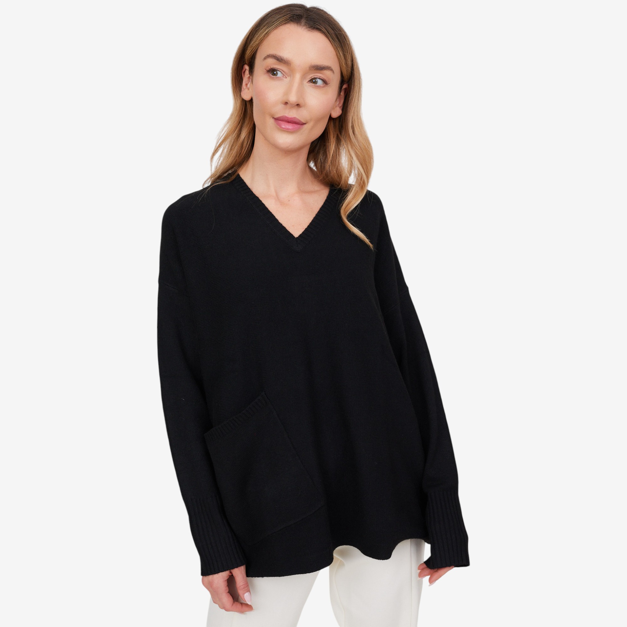 Wynne Style V Neck Sweater with Pocket - TSC.ca