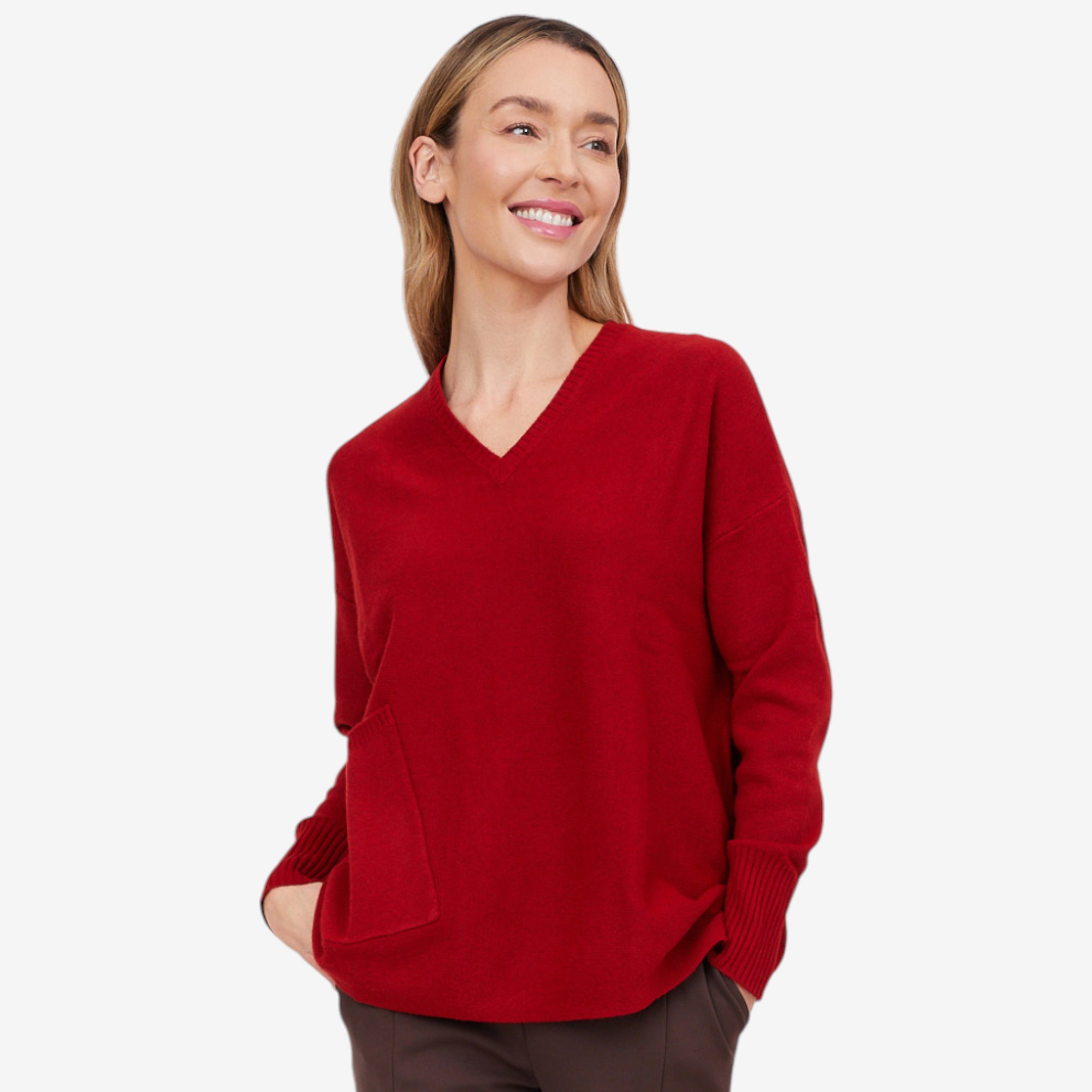 Wynne Style V Neck Sweater with Pocket - TSC.ca
