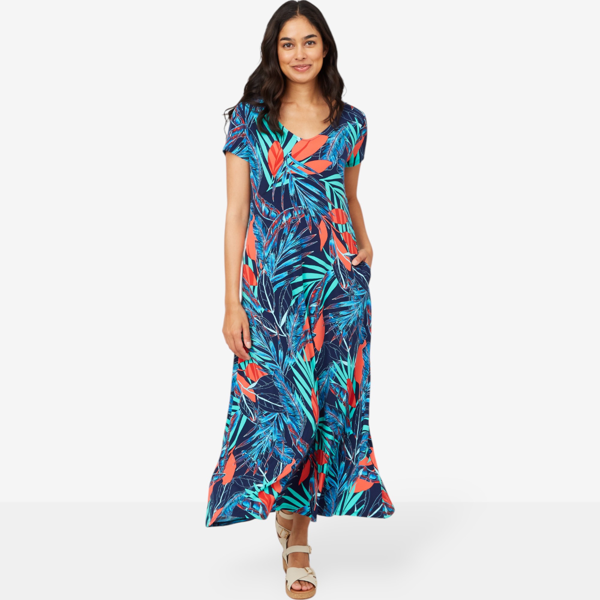 Mr. Max Brazil Knit Cap Sleeve Maxi Dress with Pockets - TSC.ca