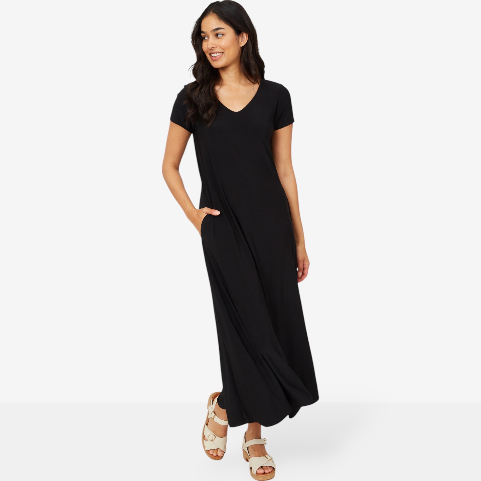Mr. Max Brazil Knit Cap Sleeve Maxi Dress with Pockets - TSC.ca