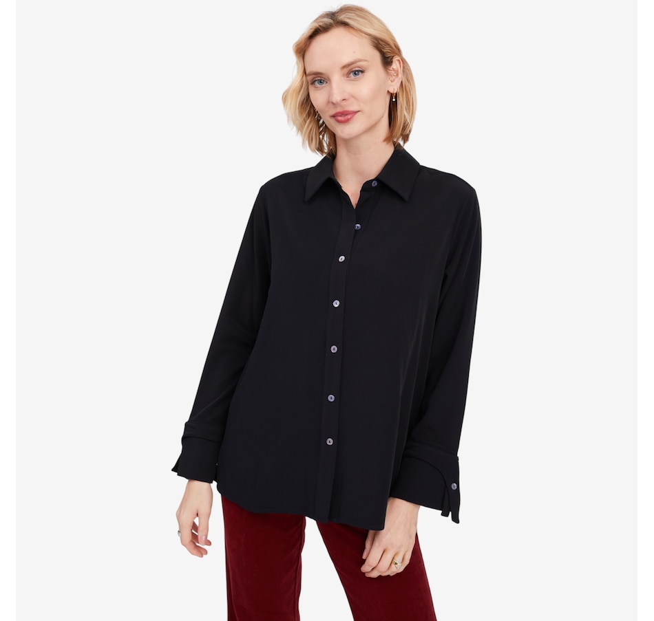 Image 102192_BLK.jpg, Product 102-192 / Price $104.90, Wynne Style Pleat Back Crepe Shirt with Cuff Detail from Wynnelayers on TSC.ca's Fashion department