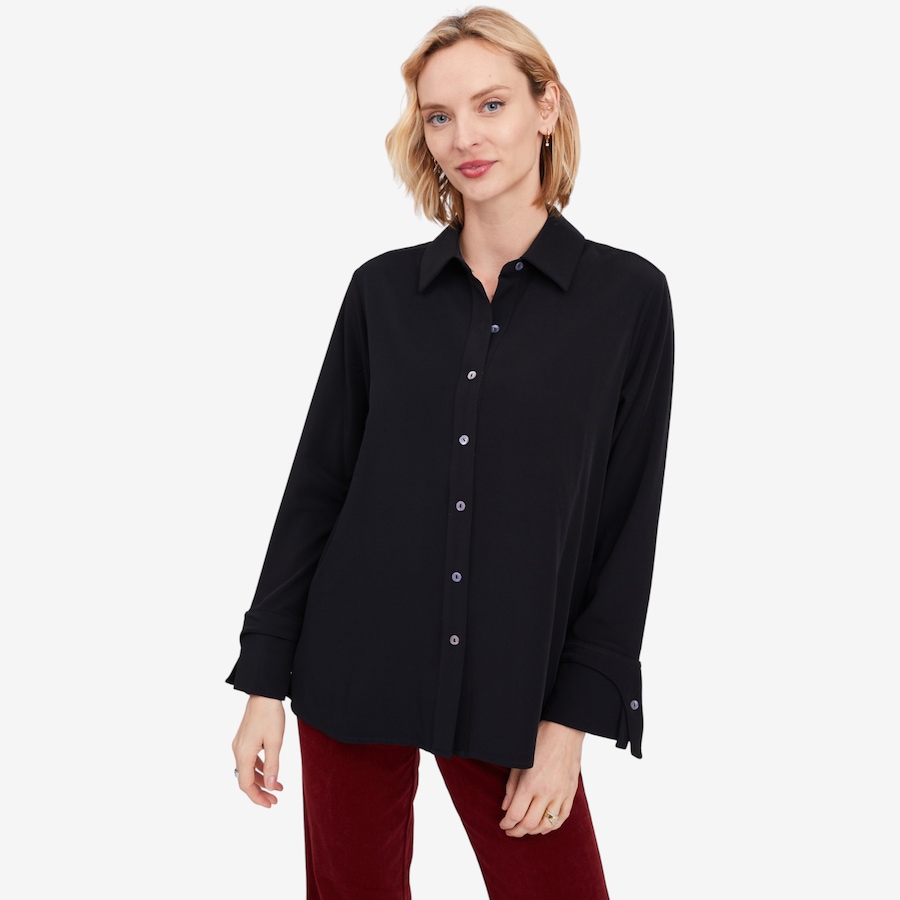 Image 102192_BLK.jpg, Product 102-192 / Price $44.33, Wynne Style Pleat Back Crepe Shirt with Cuff Detail from Wynnelayers on TSC.ca's Fashion department