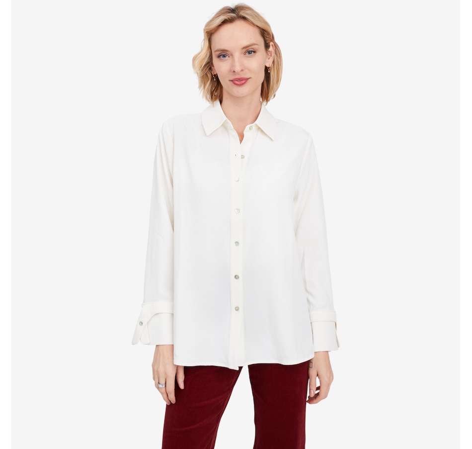 Image 102192_CRM.jpg, Product 102-192 / Price $104.90, Wynne Style Pleat Back Crepe Shirt with Cuff Detail from Wynnelayers on TSC.ca's Fashion department