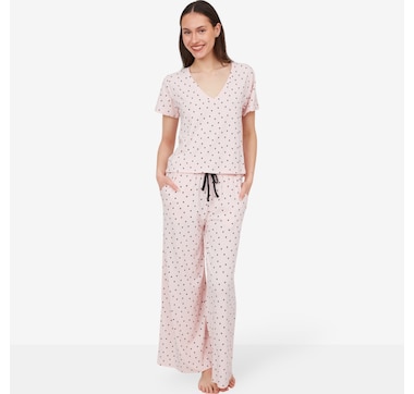 Latte Love V-Neck Tee and Wide Leg Pant Lounge Set