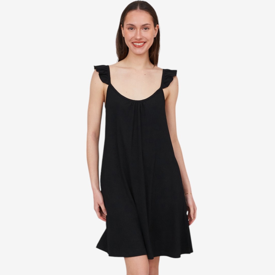 Image 102226_BLK.jpg, Product 102-226 / Price $49.33, Latte Love Crinkle Knit Ruffled Sleeve Gathered Dress from LATTELOVE on TSC.ca's Fashion department