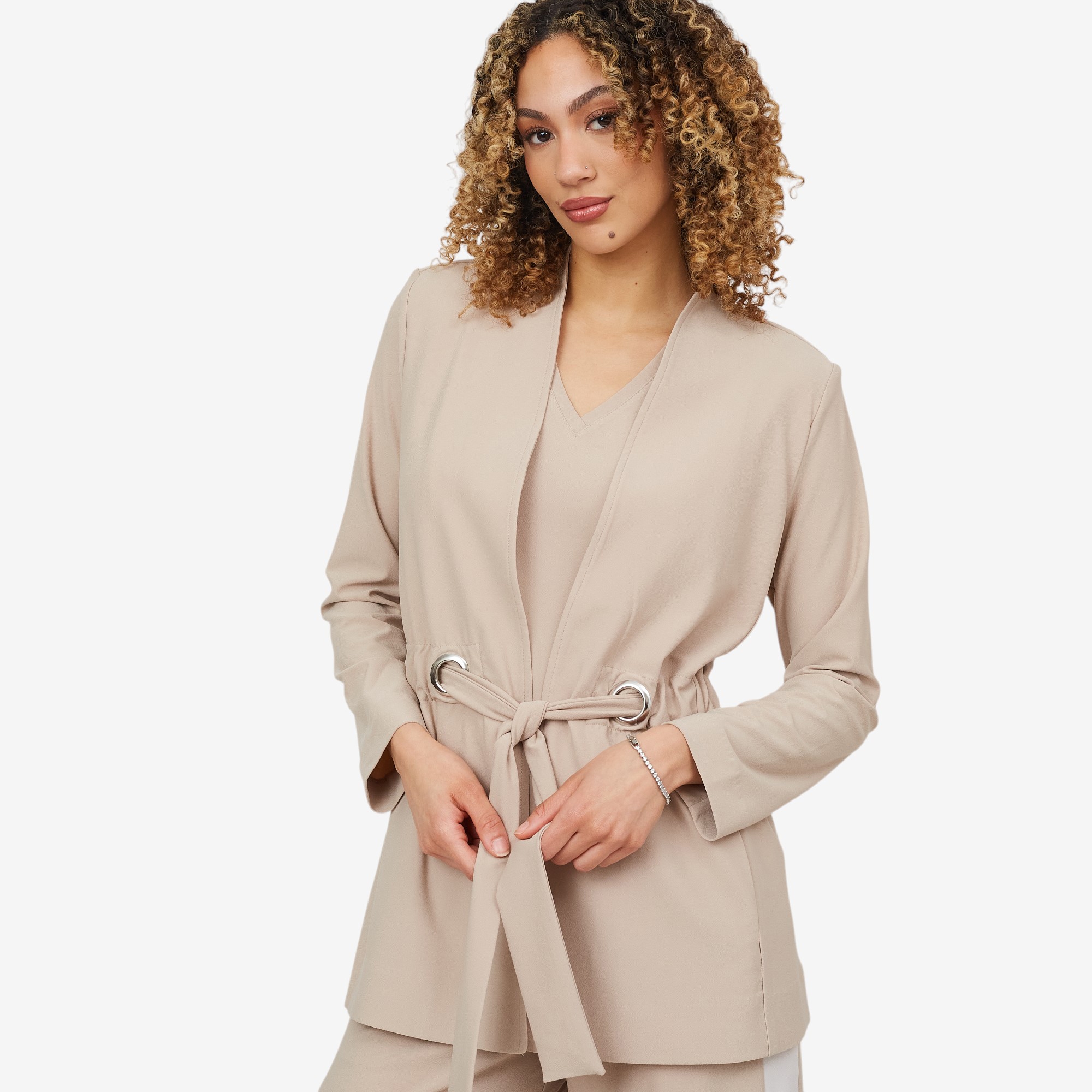Wynne Style Luxe Crepe Belted Grommet Jacket - TSC.ca