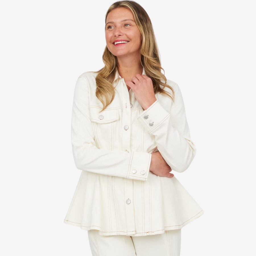 Image 102297_CRM.jpg, Product 102-297 / Price $49.33, Everyday Jones Knit Denim Peplum Jacket from Everyday Jones on TSC.ca's Fashion department