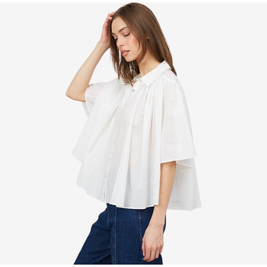 Image 102309_WHT.jpg, Product 102-309 / Price $39.88, Crystal Kobe Cotton Voile Flutter Sleeve Blouse from Crystal Kobe on TSC.ca's Fashion department