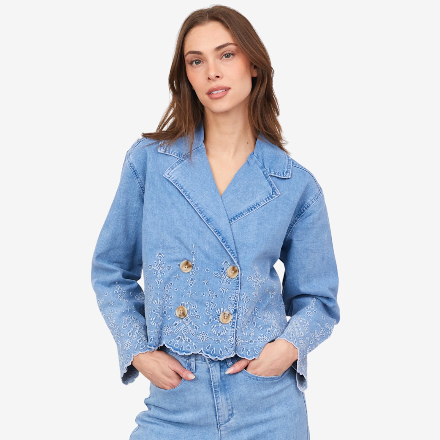 Crystal Kobe Embroidered Denim Jacket - TSC.ca