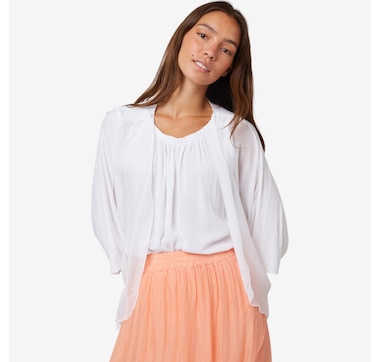 M Made In Italy Woven Cocoon Cardigan with 3/4 Length Sleeves