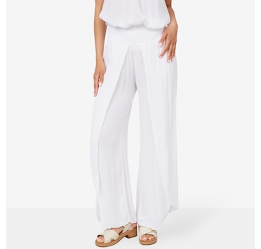 M Made In Italy Smocked Waistband Pant with Petal Leg Panels