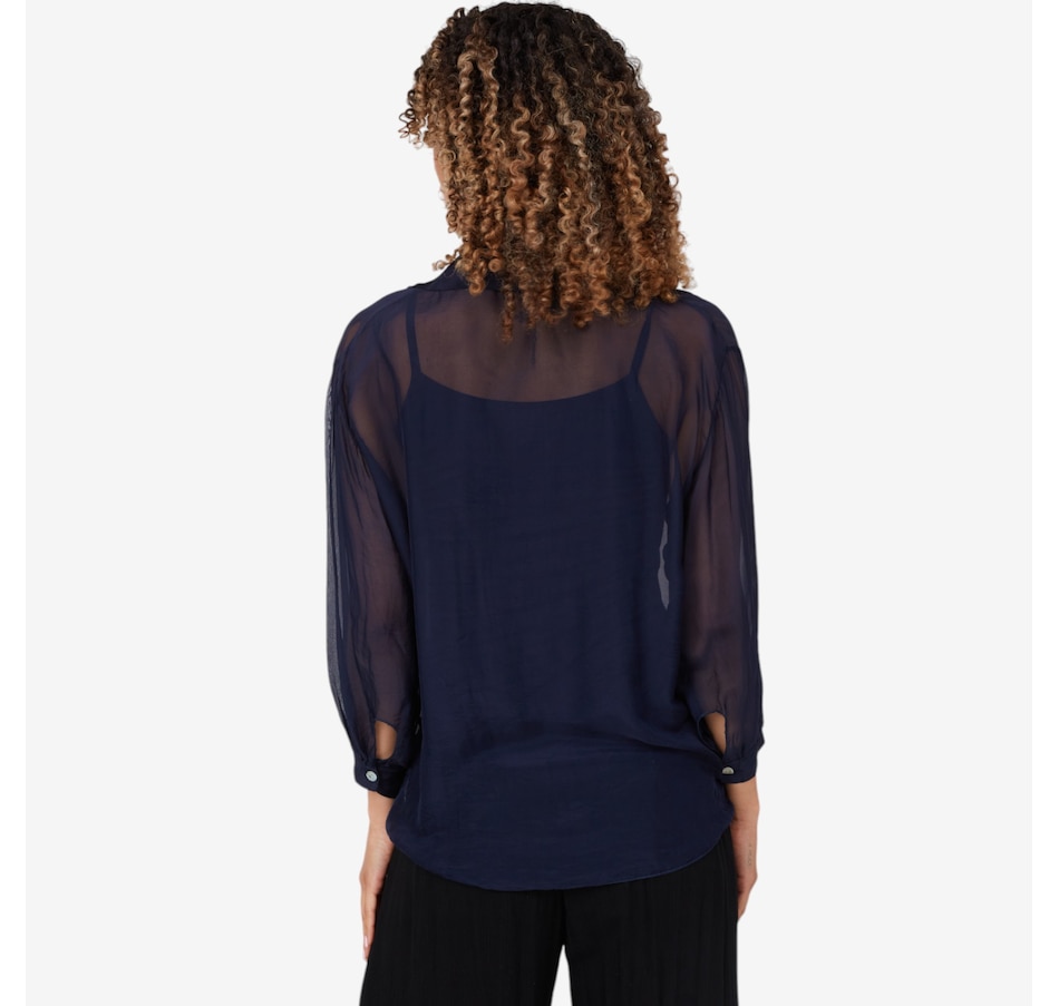 Image 102372_ALTMORE2.jpg, Product 102-372 / Price $34.33, M Made In Italy Sheer Button Down Shirt with Removable Under Cami from M Made in Italy on TSC.ca's Fashion department