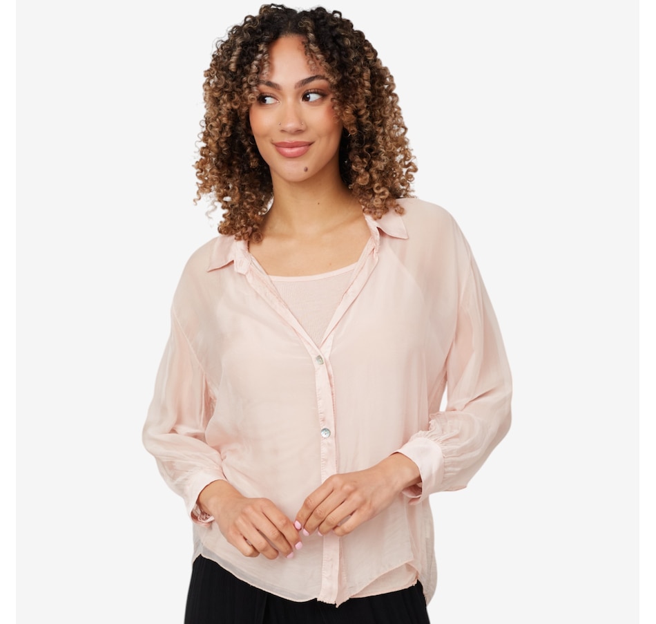 Image 102372_BUH.jpg, Product 102-372 / Price $34.33, M Made In Italy Sheer Button Down Shirt with Removable Under Cami from M Made in Italy on TSC.ca's Fashion department
