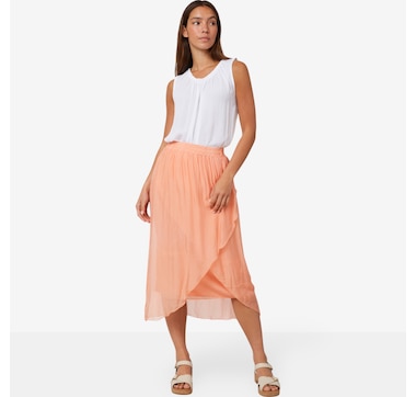 M Made In Italy Pull-On Maxi Skirt with Petal Front