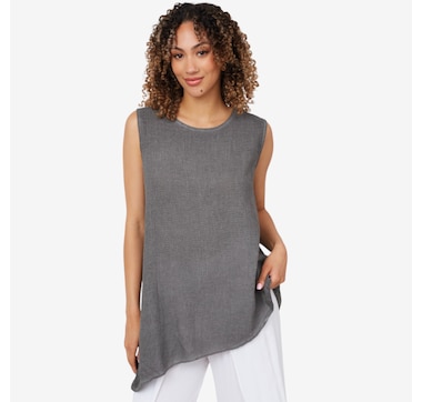 M Made In Italy Sleeveless Top With Asymmetrical Hemline