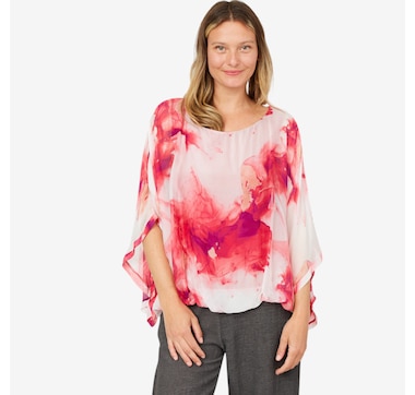 M Made In Italy Scoop Neck Top with 3/4 Length Sleeves